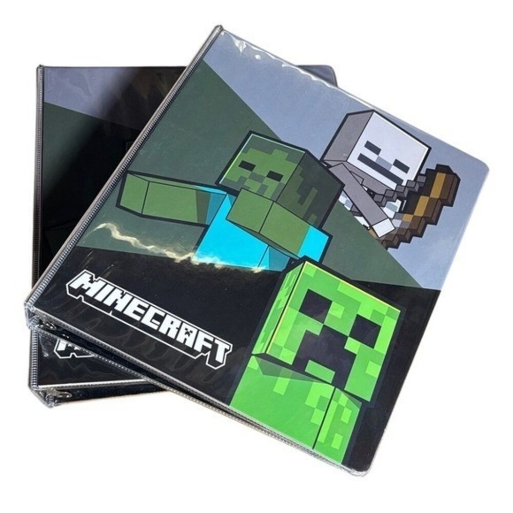 Minecraft Innovative Designs 3-Ring Licensed Vinyl Binder 2, 1" 9.75"x11.5" NEW